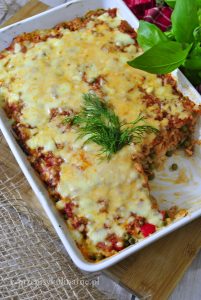 Zapiekanka z ryżu i mięsa mielonego