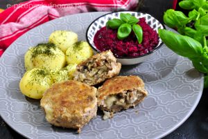 Kotlety mielone z mozzarellą i pieczarkami