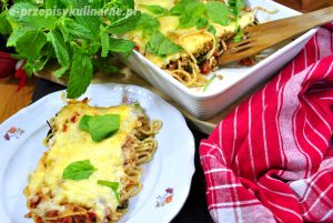 Zapiekanka spaghetti ze szpinakiem