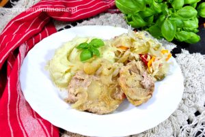 Schab duszony w cebuli