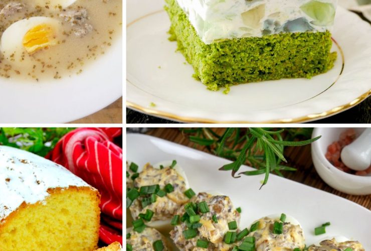 potrawy wielkanocne – żurek, jajka, sałatki i ciasta